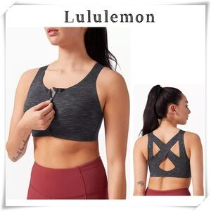 Lululemon Enlite Front-Zip Bra High Support Bra in Space Grayish Black Size 34C